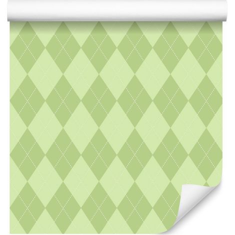 Carta da parati con motivo a rombi color verde lime pastello per soggiorno e camera da letto, 50x1000 cm (1/5)