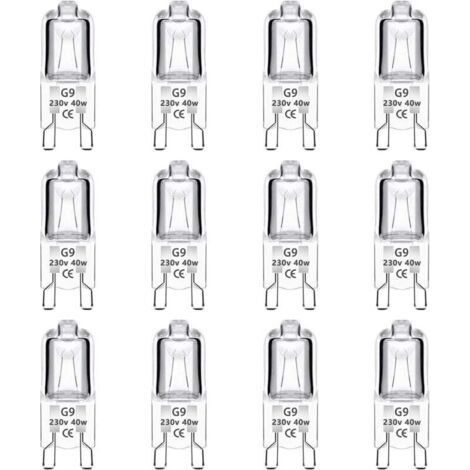 [JAMAIS UTILISÉ]Lot de 12 Ampoule Halogène G9 40W 230V Dimmable 0-100%, 480LM, Blanc Chaud 2700K, G9 Bi-Pin Base Halogène Lampe, Sans Scintillement, pour Four, Lustres, Lampes de Paysage, Éclairage d' (1/5)