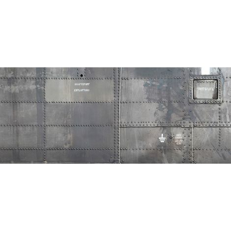 Papier peint panoramique avion gris métallique | Tapisserie panoramique chambre ado & cuisine argent | Papier peint panoramique style industriel - 250 x 600 cm (6 pièces) (1/2)