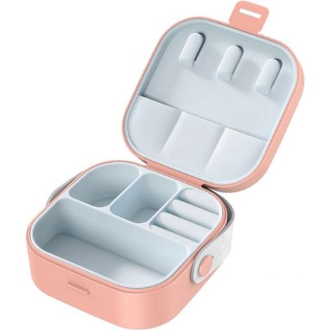Earring Case with Handle, Mini Travel Case, Organizer Holder, Small Travel Boxes, Pink (1/5)