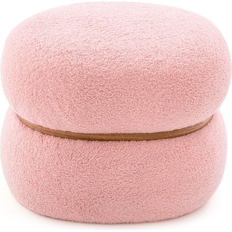 Pouf ovale poggiapiedi 44 x 35 x 35 cm stabile leggero in sherpa rosa design contemporaneo 200013250