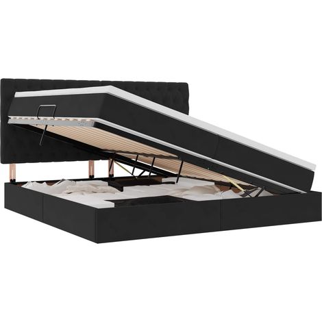 Maison Exclusive - LED-Speicherbett mit Matratze Schwarz 200 x 20