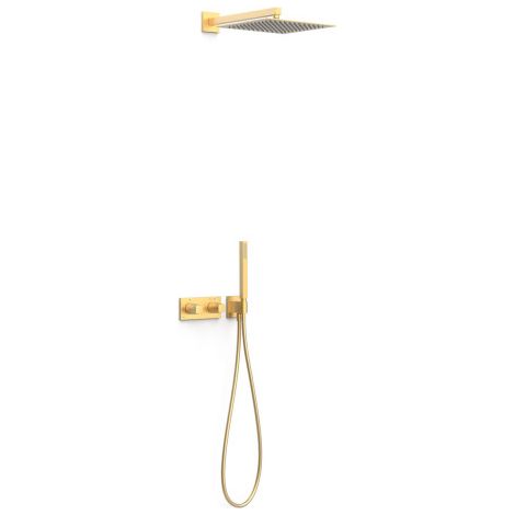 Kit robinet thermostatique encastré à 2 voies B-system pour douche Or Mat 24K - TRES 30725204OM