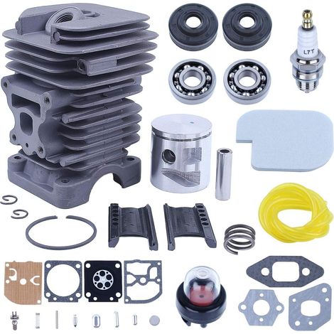 Adefol Chainsaw 41mm Cylinder Piston Kit for Poulan P3314 P3416 P3816 P3516PR with Spark Plug, Primer Bulb, Gasket Set, Carb Kit, Air Filter Fuel Line, Worm Gear, Crank Bearing, Oil Seal Parts (1/5)