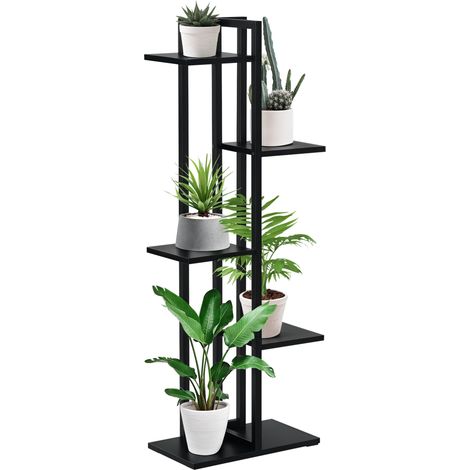 Étagère à fleurs - Outsunny - 5 niveaux - cadre en acier - pour jardin balcon salon - 40 x 22 x 113 cm - noir (1/5)