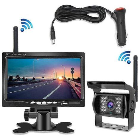 Caméra de recul sans fil avec écran 7 pouces et vision nocturne pour voiture, camping-car, camion et bus (1/5)