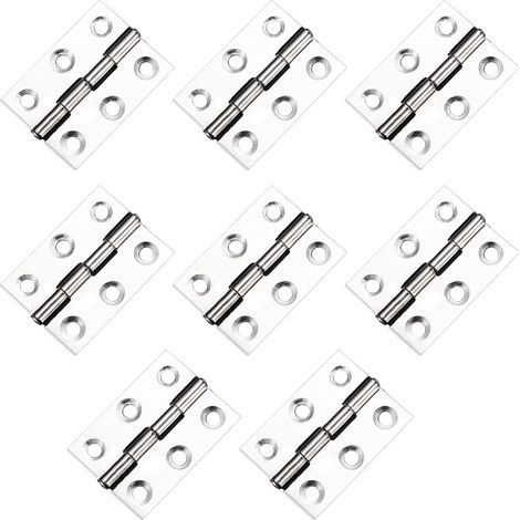 Lot de 8 petites charnières à paumelle pliables en métal épais pour portes de placard, argentées (1/5)