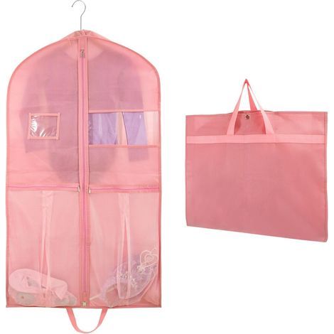 Housse imperméable pour vêtements, 110 x 60 x 10 cm, sac à vêtements suspendu avec 3 poches zippées, housse de costume suspendue avec fente pour carte d'identité (rose) (1/5)