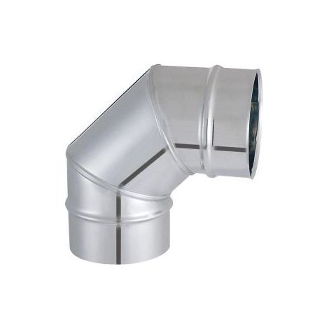 Joncoux – Coude lisse de raccordement pour tubage 90° inox 304 – Ø125 mm – Soudure continue pour cheminées polycombustibles (1/2)