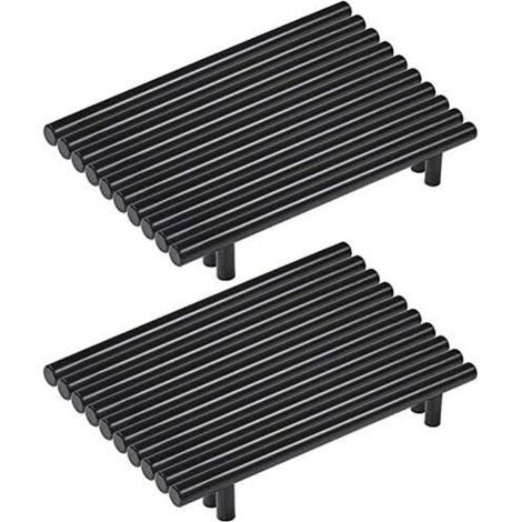 20er-Set schwarze Küchenschrankgriffe, Edelstahl, schwarzer Schrankgriff, T-Griff, Küche, Ø 12 mm (Lochabstand: 160 mm)