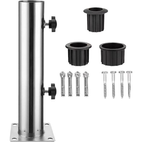 Pied de parasol tubulaire en acier inoxydable (base à 4 trous) - Bon état (1/5)