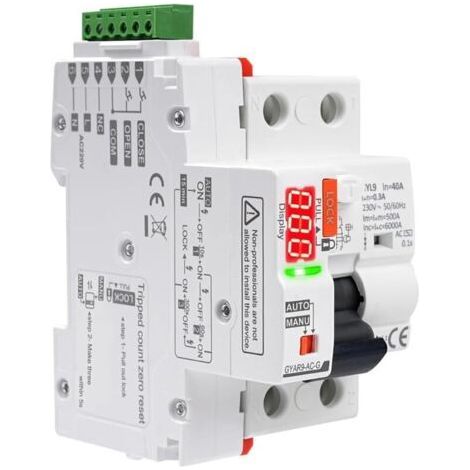 Disjoncteur différentiel 2P 40A 300mA type AC réenclenchement automatique AC230V RCCB fermeture automatique interrupteur Intelligent disjoncteurs GYAR9-AC-G (1/5)