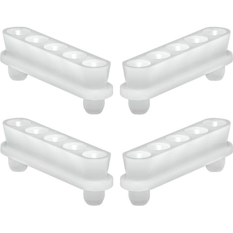 4x Ferrure d'assemblage à visser 41x9mm en plastique blanc pour montage invisible Douille Clavette Tablette Etagère Démontable, avec 2 tenons de positionnement (1/2)