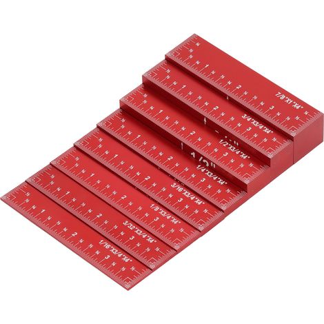 8-teiliges rotes Messblock-Set mit hoher Genauigkeit und klarer Skala für die Höhenmessung bei der Holzbearbeitung (1/5)