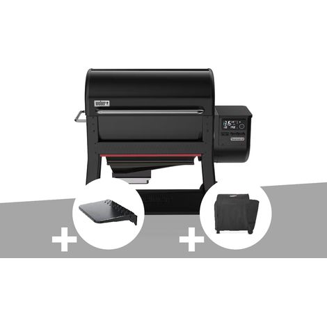 Barbecue à pellets Searwood XL 600 + Plan de travail + Housse - Weber