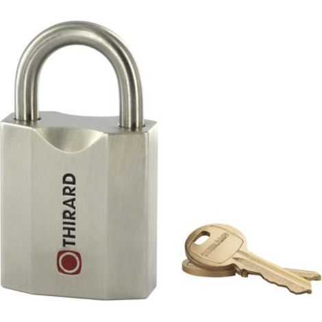 THIRARD - Cadenas de sécurité Vario P 50 mm, laiton nickelé, anse inox, 2 clés - THIRARD (1/5)