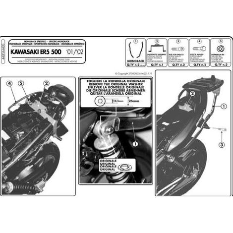 Kappa Mittelgehäuserahmen für Kawasaki ER5 500 (01-07) (OHNE Typenschild)