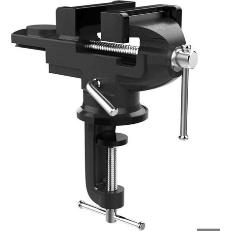 Étau d'établi 70 mm mâchoire trempée pivotant 360° - Noir (1/4)