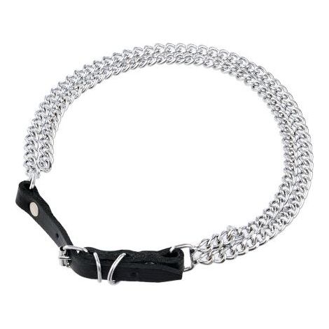 Lederhalsband mit Doppelkette, 50-56 cm, Silber (1/2)