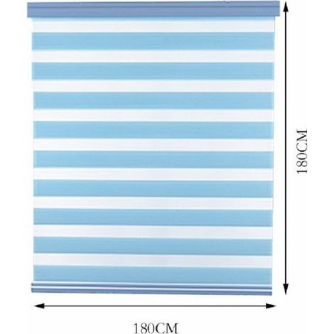 TrAdE Shop Traesio - Tenda A Rullo Doppio Oscurante Interni Senza Foratura Avvolgibile Finestre Porte - Azzurro -180X180CM -