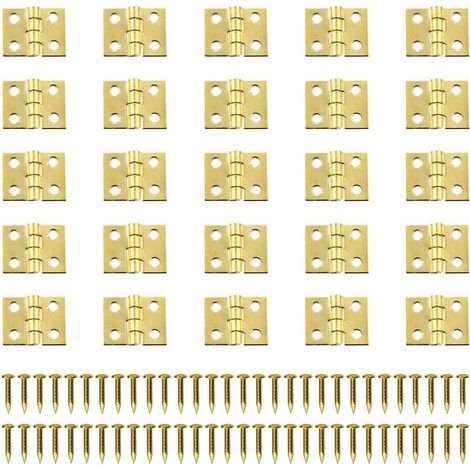 Lot de 100 mini charnières en laiton 8x10mm – Pour petits projets de menuiserie – Vis incluses – Charge maximale 10kg (1/5)