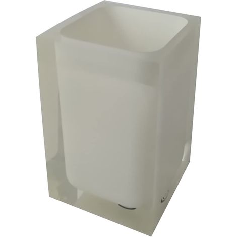Blanc Auckland Salle de Bain, Mesures et Poids : 11 x 7,2 x 7,2 cm et 0,29 kg, Porte-Brosse à Dents en résine Transparente, Design, Fait à la Main, Unique (1/5)