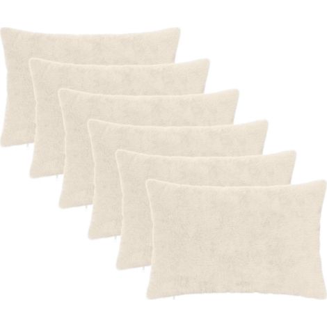 Filiyano-Lot de 6 housses de coussin HEERLEN blanches 30 x 50 cm, imitation fourrure de lapin (1/5)