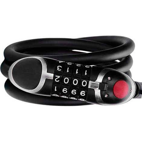 Antivol de vélo de 1,5 m avec câble flexible et revêtement PVC résistant à la coupe, cadenas à combinaison de sécurité à 4 chiffres pour activités de plein air (1/5)