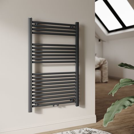 SONNI Radiateur sèche-serviettes Salle de bains Raccord central Radiateur sèche-serviettes Anthracite Droit 60×100cm (1/5)