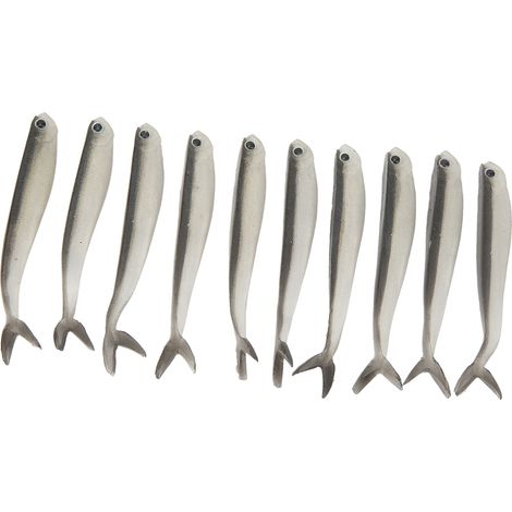Lot de 10 leurres souples en silicone, appâts artificiels bicolores réalistes, accessoires de pêche (1/5)