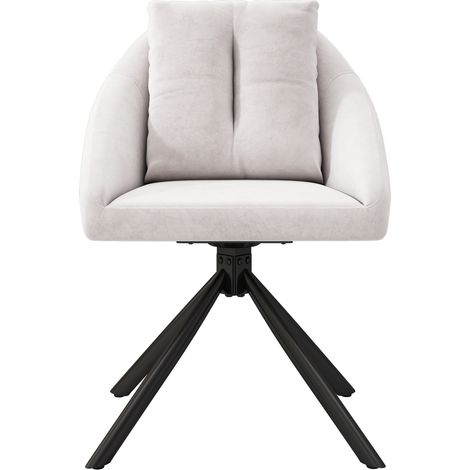 Silla de comedor giratoria de terciopelo beige con reposabrazos, diseño ergonómico, 4 unidades (1/5)