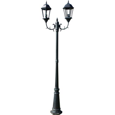 Lampada da terra doppia per esterno 230 cm nero verde decoro luminoso 2402087/2