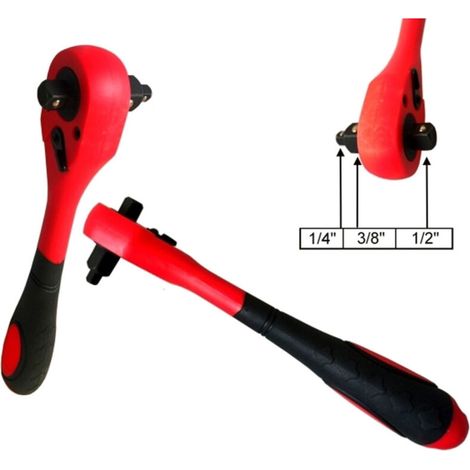 YMYNY 3-in-1-Universal-Umschaltratschenschlüssel für 1/4-Zoll-, 3/8-Zoll- und 1/2-Zoll-Steckschlüssel –