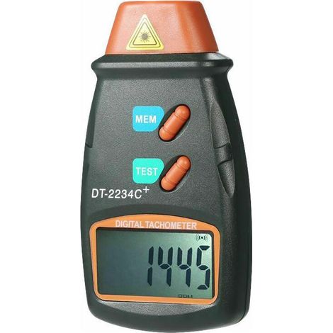 Portable digital photo tachometer, non-contact laser tachometer, measuring range 25 rpm to 99999 rpm, LCD display, engine tachometer with 3 reflective strips (1/5)