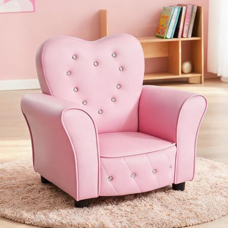 Fauteuil enfant 59 x 41,5 x 49 cm en PVC rose (1/5)