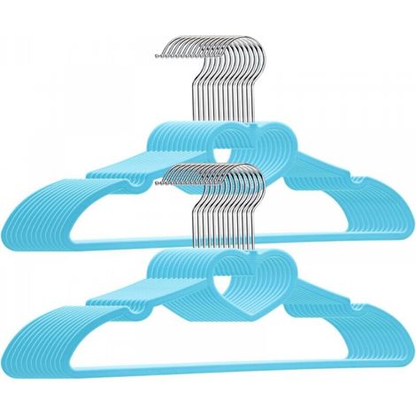 20 pièces, 39 x 21 x 0,5 cm, bleu clair, avec crochet pivotant à 360 degrés, cintres en plastique durables pour vêtements, chemises, vestes (1/5)