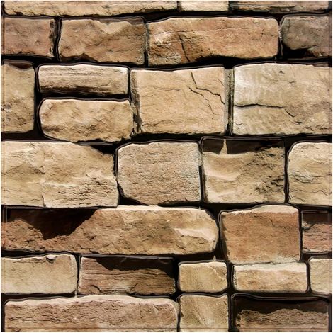 Panneaux Muraux 3D Effet Pierre Brique Autocollant, 10 Pièces, Papier Peint Brique Auto Adhesif Mural 3D, 30 x 30 cm, PVC Revêtement Mural Imperméable pour Salon Cuisine Cheminée Chambre (1/5)