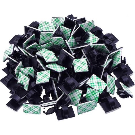 Lot de 100 attaches-câbles autocollantes, clips de fixation, système de gestion des câbles, supports de câbles, clips et colliers de serrage pour voiture, bureau et maison-AquaForge (1/5)