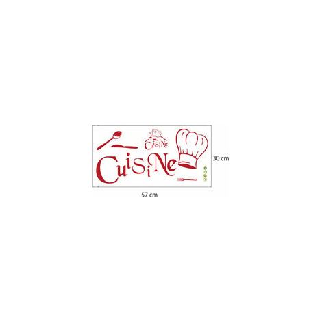 Autocollant Mural Chef Français - Décoration Cuisine Vinyle PVC - Design Amovible Rouge - 57x30 Cm (1/5)