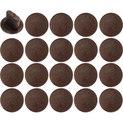 20x Bouchon cache trou de montage capuchon plastique oblong 8mm Protection Recouvrement Meuble, Marron foncé (1/4)