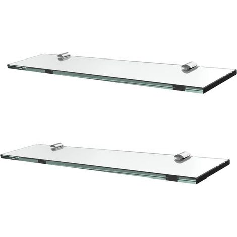 S'AFIELINA Glass Bathroom Shelves, Wall Mounted Bathroom Shelf 8MM Thick Tempered Glass Shelf for Kitchen Living Room and Toilet, 43CM 2 Packs