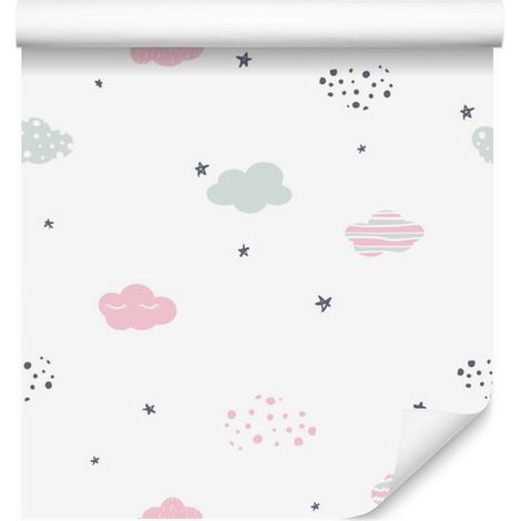 Carta da parati con stelle e nuvole per soggiorno e camera da letto, 50x1000 cm (1/5)