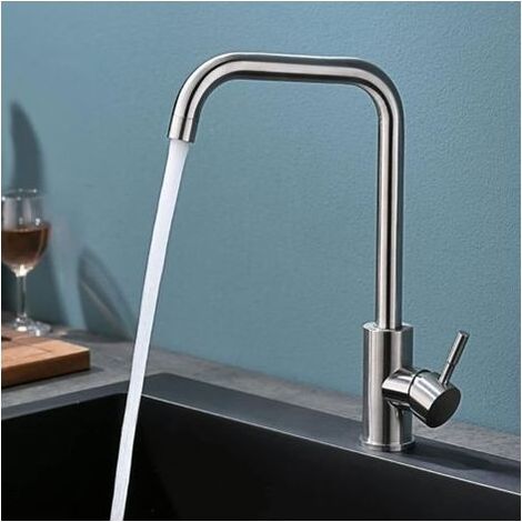 Robinet Cuisine, 360° Rotatif Mitigeur Cuisine, Robinet de Cuisine Mitigeur, Acier Inox, Robinet avec PEX Tuyau, Peut Ajuster L'eau Froide et chaude, Conception de Base épaissie. (1/5)