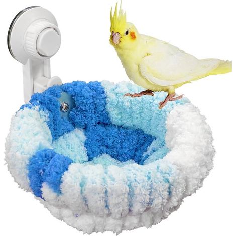Cuccia per uccelli da finestra con ventose, nido invernale caldo per pappagalli (17 cm di diametro, blu) (1/5)