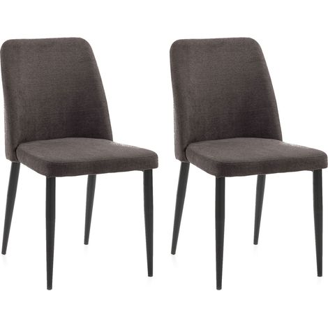 Set 2 Sedie 46x52x87 cm in Microfibra Marrone (1/4)