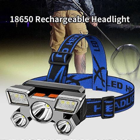 Lampe frontale LED, lampe torche puissante, lampe frontale puissante, lampe frontale de pêche, lampe de chasse rechargeable, lampe frontale de camping (1/5)