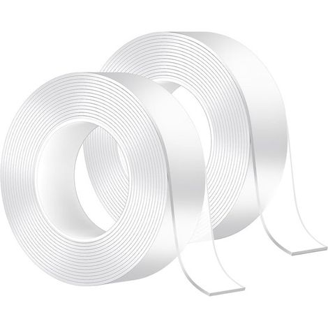 2 rotoli di nastro adesivo nano biadesivo, ultra resistente, trasparente, rimovibile senza residui per tappeti, pareti fotografiche, cucine, casa e auto (25 (1/5)