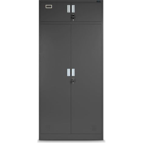 Armoire vestiaire en métal BORYS, 900 x 1850 x 500 mm, anthracite (1/3)