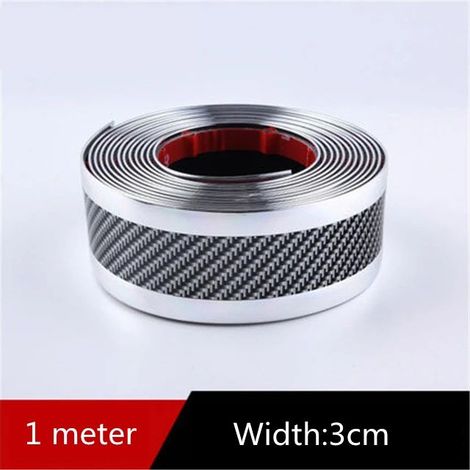 (ARGENT) Autocollants de voiture anti-rayures pour seuils de porte,protection de bas de porte en fibre de carbone,film de protection pour pare-chocs,3 cm x 1 m,neuf (1/3)