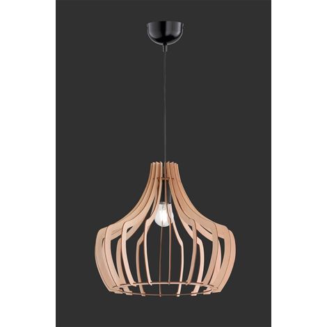 Suspension Bois 1xE27 Bell Bandes Bois Naturel Ø44 cm Trio Lighting (1/3)